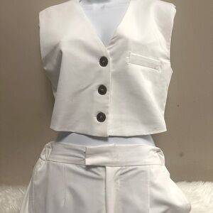 Vest & Wide-Leg Pants Set